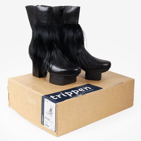 Trippen Happy Freak Black Leather Block Boots - Picture 11 of 11